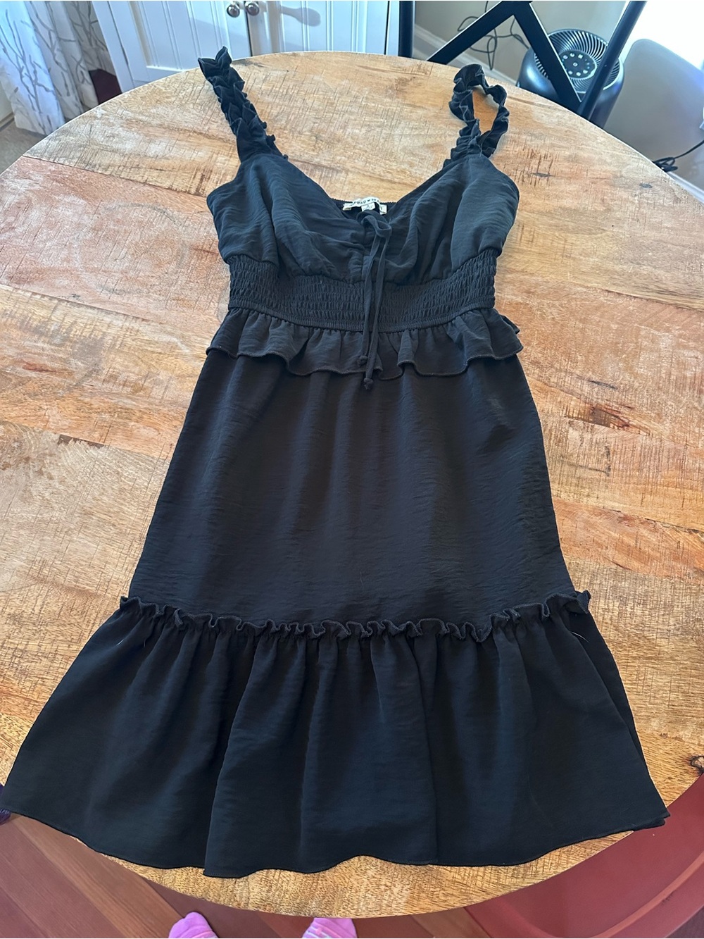 Inspire Black Ruffled Sundress